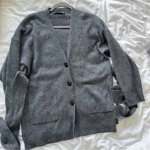 ZARA Gray Knit Wrap Robe - Picture 13 of 15